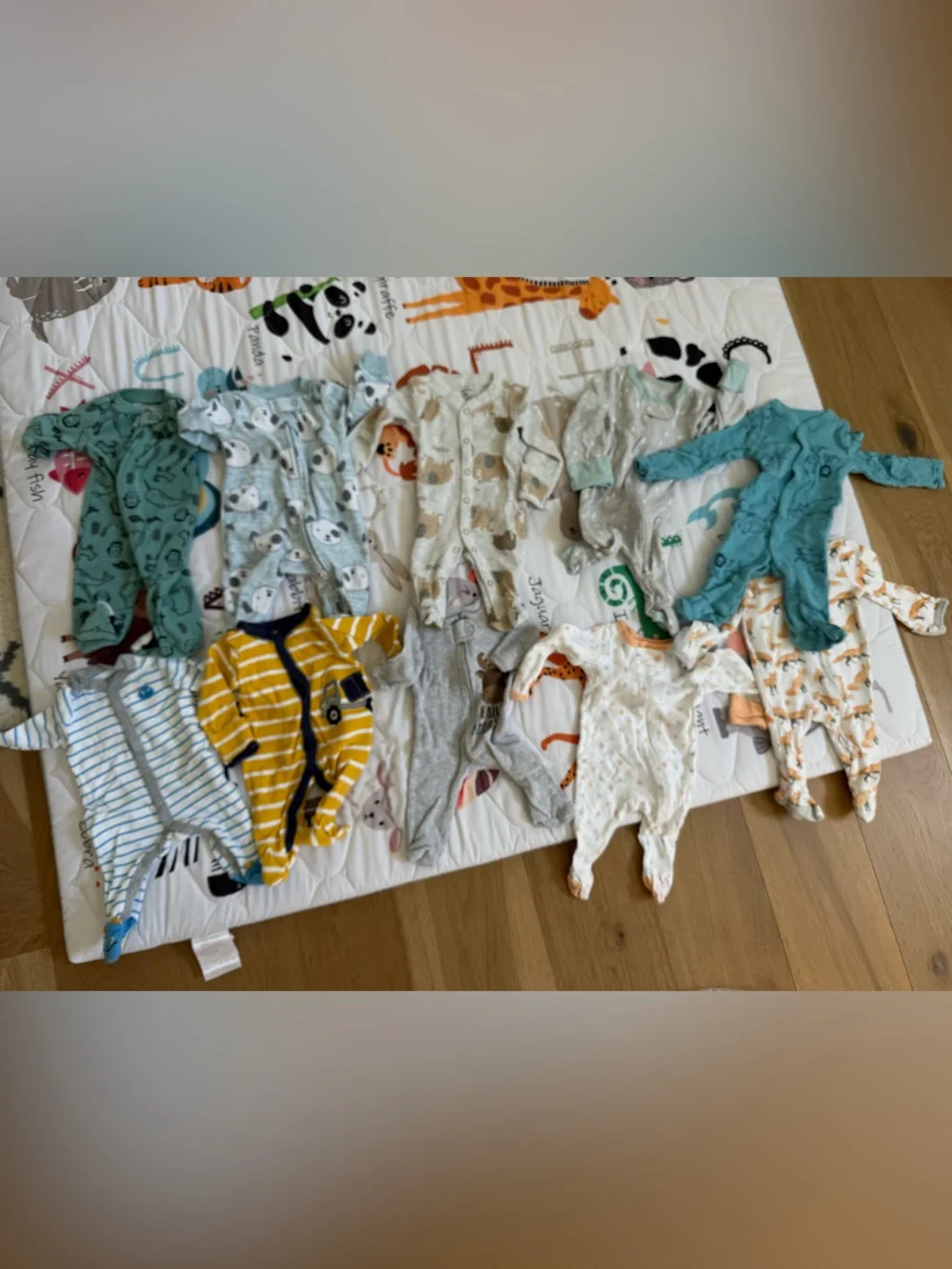 Mixed Baby Footed Pajama Bundle - Stripes, Animals & Teal